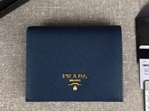 Prada Small Saffiano Leather Wallet in Blue