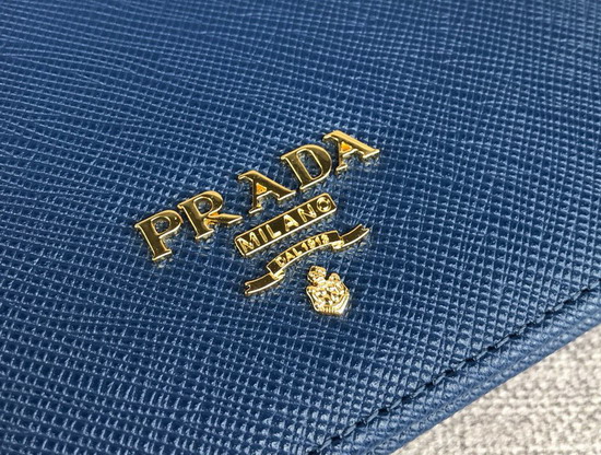 Prada Small Saffiano Leather Wallet in Blue