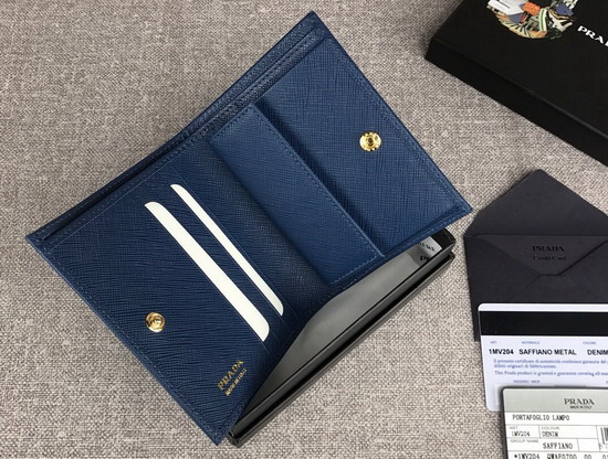 Prada Small Saffiano Leather Wallet in Blue