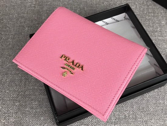 Prada Small Saffiano Leather Wallet in Pink