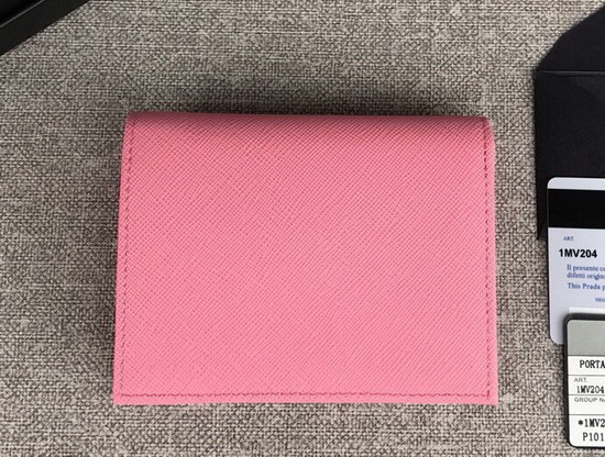 Prada Small Saffiano Leather Wallet in Pink