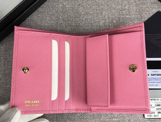 Prada Small Saffiano Leather Wallet in Pink