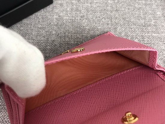 Prada Small Saffiano Leather Wallet in Pink