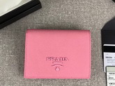 Prada Small Saffiano Leather Wallet in Pink with Prada Lettering Logo in Pink