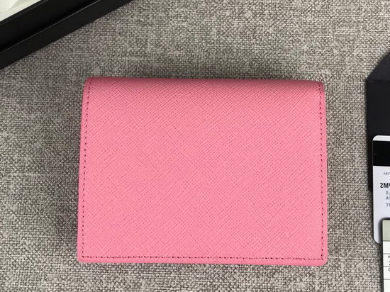 Prada Small Saffiano Leather Wallet in Pink with Prada Lettering Logo in Pink