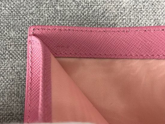 Prada Small Saffiano Leather Wallet in Pink with Prada Lettering Logo in Pink