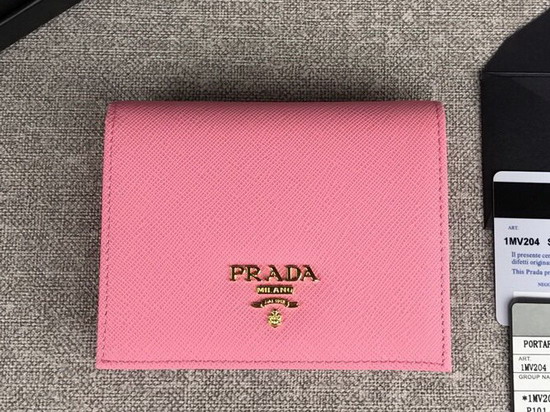 Prada Small Saffiano Leather Wallet in Pink