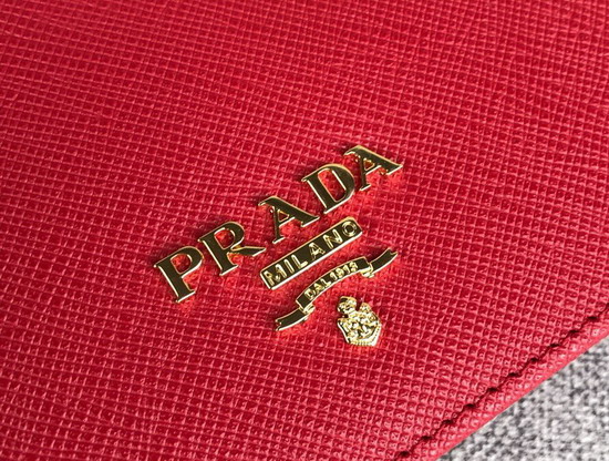 Prada Small Saffiano Leather Wallet in Red