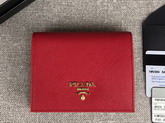 Prada Small Saffiano Leather Wallet in Red