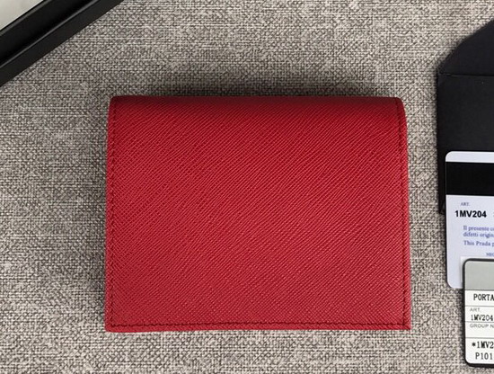 Prada Small Saffiano Leather Wallet in Red