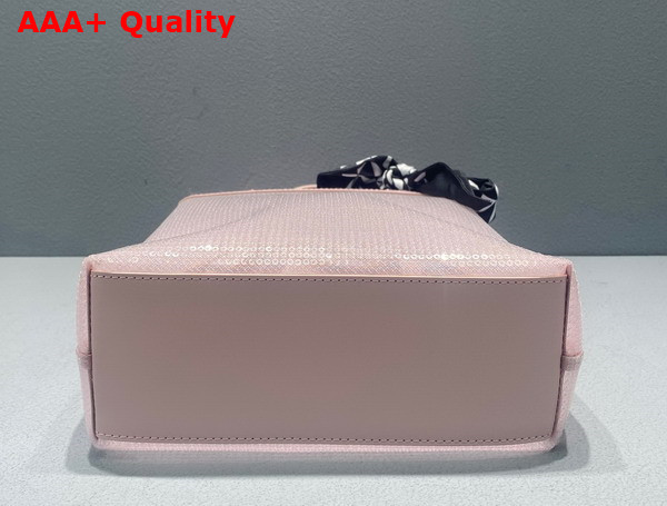 Prada Small Sequined Mesh Tote Bag in Alabaster Pink 1BG417 Replica