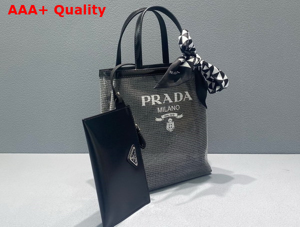 Prada Small Sequined Mesh Tote Bag in Black 1BG417 Replica