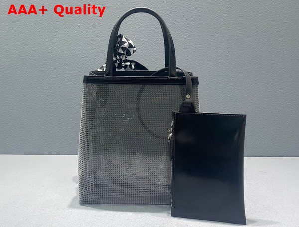 Prada Small Sequined Mesh Tote Bag in Black 1BG417 Replica