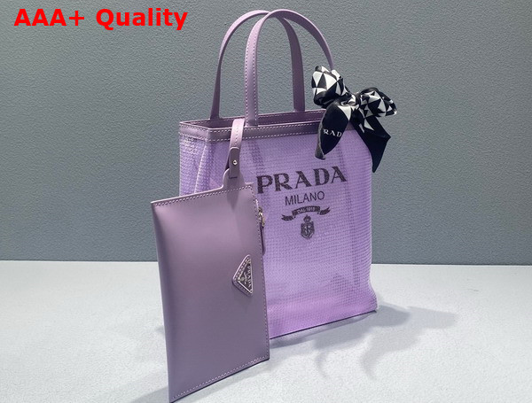 Prada Small Sequined Mesh Tote Bag in Lily 1BG417 Replica