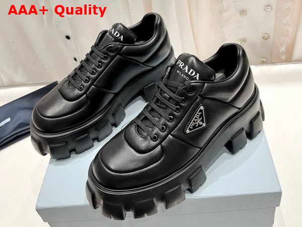 Prada Soft Padded Nappa Leather Lace Up Shoes in Black 1E119N Replica