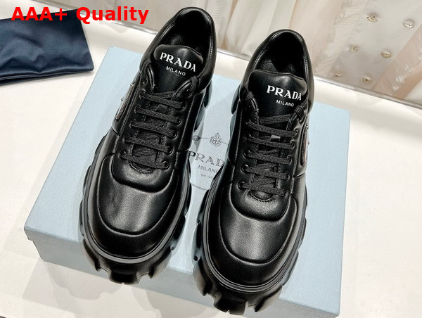 Prada Soft Padded Nappa Leather Lace Up Shoes in Black 1E119N Replica