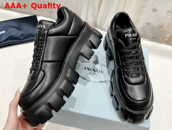 Prada Soft Padded Nappa Leather Lace Up Shoes in Black 1E119N Replica