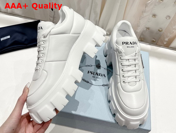 Prada Soft Padded Nappa Leather Lace Up Shoes in White 1E119N Replica