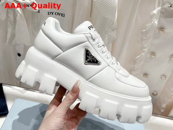 Prada Soft Padded Nappa Leather Lace Up Shoes in White 1E119N Replica