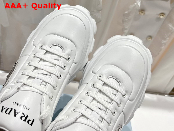 Prada Soft Padded Nappa Leather Lace Up Shoes in White 1E119N Replica