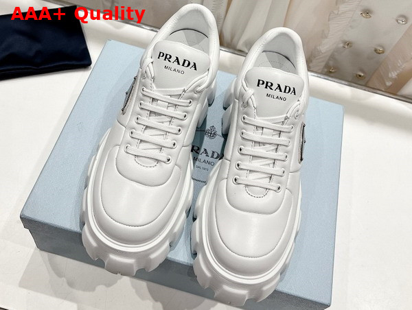 Prada Soft Padded Nappa Leather Lace Up Shoes in White 1E119N Replica