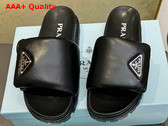 Prada Soft Padded Nappa Leather Slides in Black 1XX648 Replica