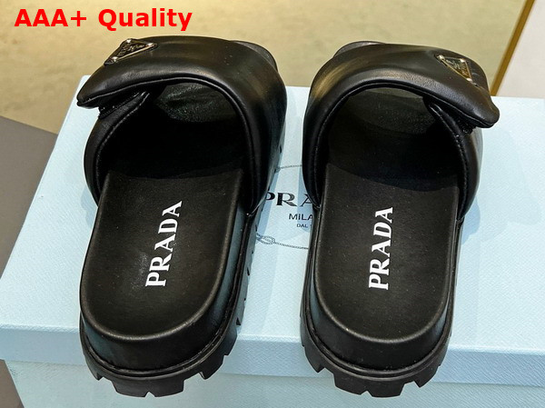 Prada Soft Padded Nappa Leather Slides in Black 1XX648 Replica