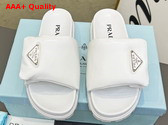 Prada Soft Padded Nappa Leather Slides in White Replica