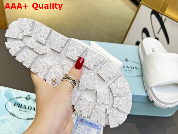 Prada Soft Padded Nappa Leather Slides in White Replica