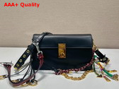 Prada Soft Sound Small Leather Shoulder Bag with Charms Black 1BD379 Replica