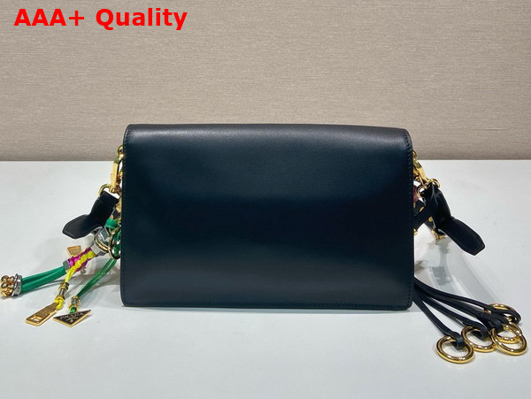 Prada Soft Sound Small Leather Shoulder Bag with Charms Black 1BD379 Replica