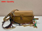 Prada Soft Sound Small Leather Shoulder Bag with Charms Caramel 1BD379 Replica