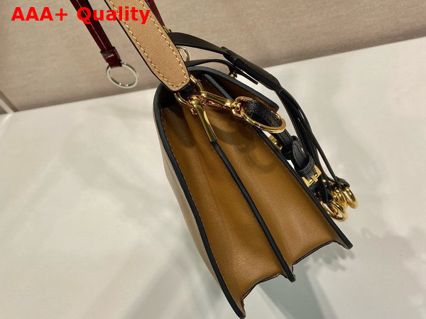 Prada Soft Sound Small Leather Shoulder Bag with Charms Caramel 1BD379 Replica