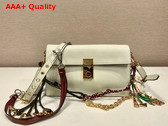 Prada Soft Sound Small Leather Shoulder Bag with Charms White 1BD379 Replica