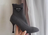 Prada Stretch Fabric Booties Grey