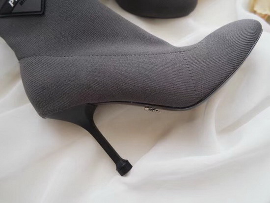 Prada Stretch Fabric Booties Grey