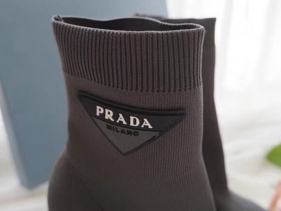 Prada Stretch Fabric Booties Grey