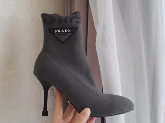 Prada Stretch Fabric Booties Grey