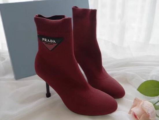 Prada Stretch Fabric Booties Red