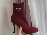 Prada Stretch Fabric Booties Red