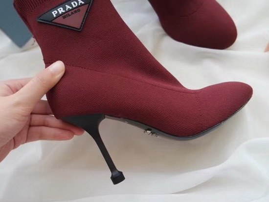 Prada Stretch Fabric Booties Red