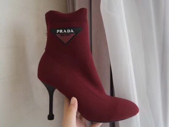 Prada Stretch Fabric Booties Red