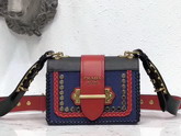 Prada Studded Cahier Bag Black and Red