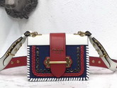 Prada Studded Cahier Bag White and Red