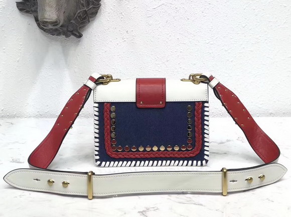 Prada Studded Cahier Bag White and Red