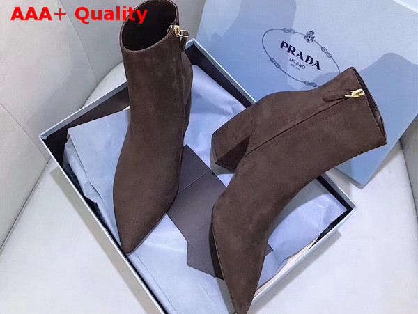 Prada Suede Ankle Boot in Brown Suede Replica