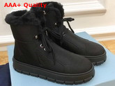 Prada Suede Lace Up Booties in Black 1T492M Replica