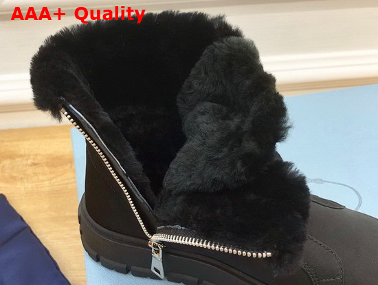 Prada Suede Lace Up Booties in Black 1T492M Replica