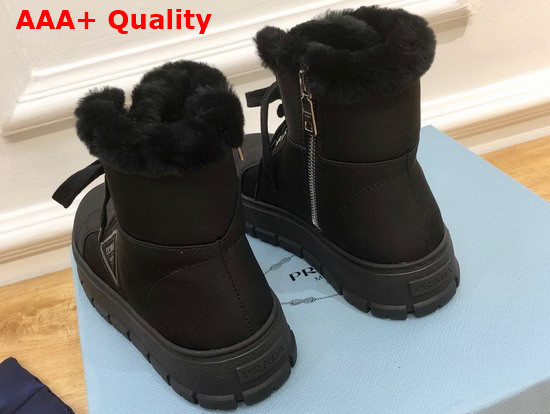 Prada Suede Lace Up Booties in Black 1T492M Replica