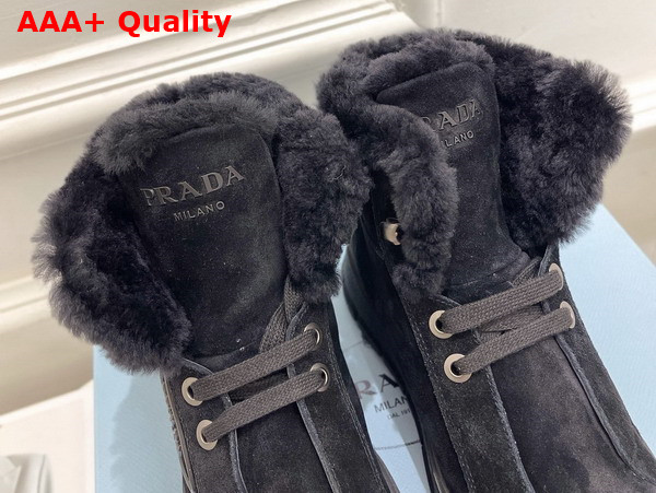 Prada Suede Lace Up Booties in Black Replica